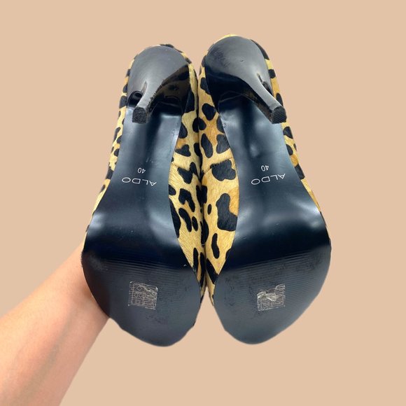 *Aldo - Leopard Faux Fur Feel - Stiletto Peep Toe - Picture 3 of 5